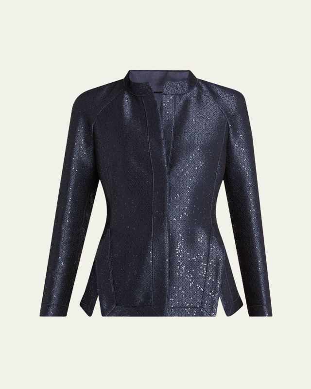 Sequin Jacquard Single-Breasted Evening Jacket